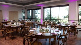 Grand hall, reception with purple accents - The Pines by Wedgewood Events