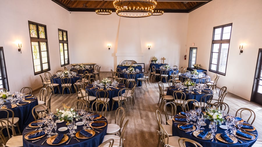 Reception with navy and gold - The Sanctuary by Wedgewood Events