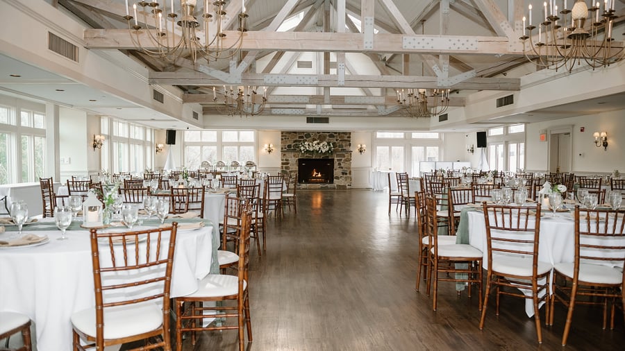 Grand hall with stone fireplace - Barker House by Wedgewood Events