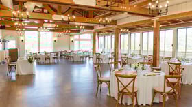 Reception space with floor to ceiling windows - Carmel Fields by Wedgewood Events