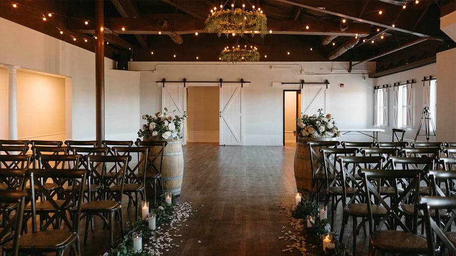 Indoor rustic chic event space - Creekside Terrace by Wedgewood Events
