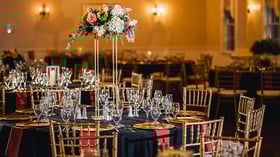 Reception setup with florals - Groveland Fairways by Wedgewood Events