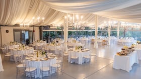 Social setup with ghost chairs and white and gold - Hiddenbrooke Hills by Wedgewood Events