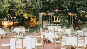 Outdoor reception in the Manor Courtyard - Stonebridge Manor by Wedgewood Events