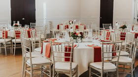 Tablescape setup with red accents -  Ashley Ridge by Wedgewood Events